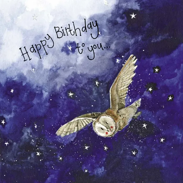 Bild von STARLIGHT BARN OWL BIRTHDAY FOIL CARD