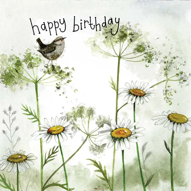 Bild von STARLIGHT WREN AND DAISIES BIRTHDAY FOIL CARD