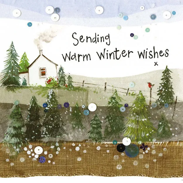 Bild von CHRISTMAS FARM HOUSE  SINGLE FLITTERED XMAS CARD