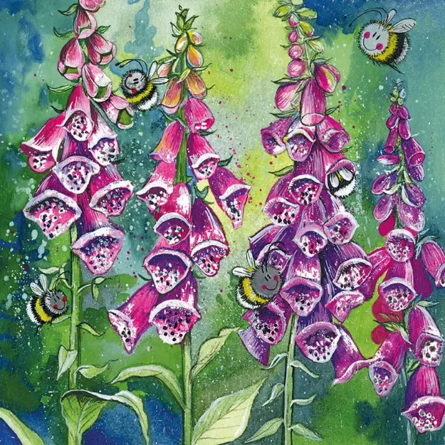Bild von FOXGLOVES AND BEE BLANK CARD