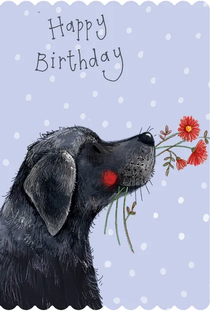 Bild von LABRADOR AND FLOWER BIRTHDAY CARD