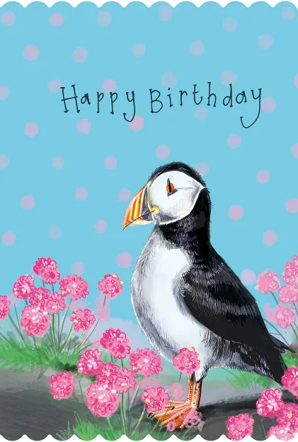 Bild von PUFFIN AND THRIFT BIRTHDAY CARD