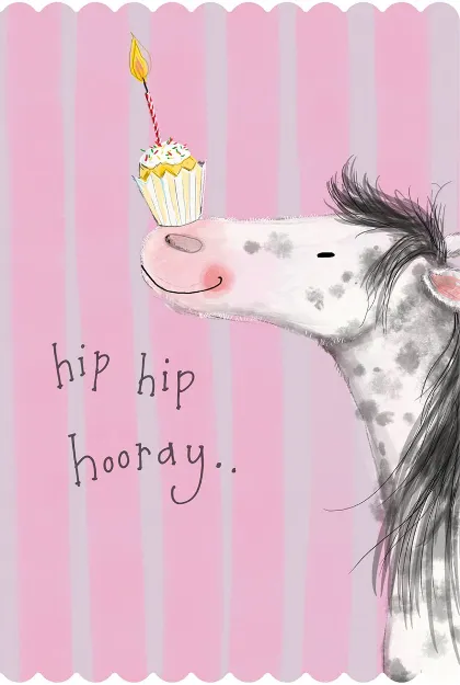 Bild von HORSE AND CUP CAKE BIRTHDAY CARD