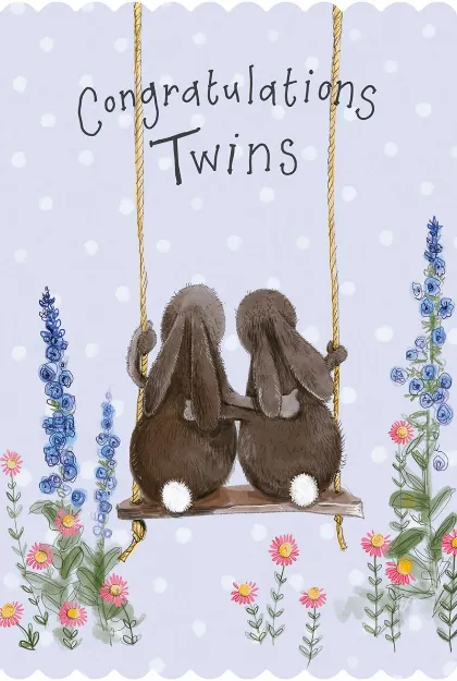 Bild von RABBITS AND DELPHINIUMS TWINS CARD