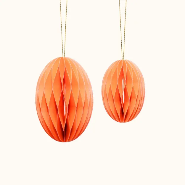 Bild von Anhänger Ostern aus Papier 9cm & 12cm Eier Set Orange - by vivi.
