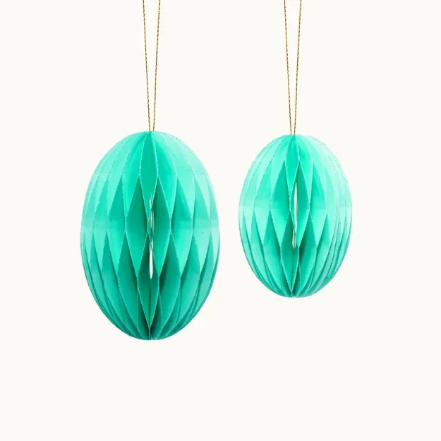 Bild von Anhänger Ostern aus Papier 9cm & 12cm Eier Set Türkis - by vivi.
