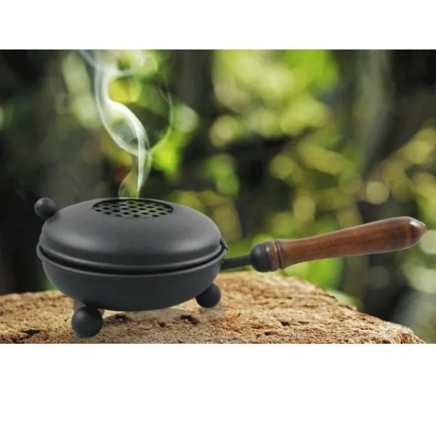 Bild von Räucherpfännchen schwarz mit Holzgriff