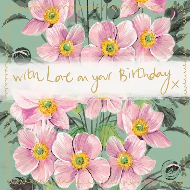 Bild von JAPANESE ANENONES LARGE SPARKLE CARD