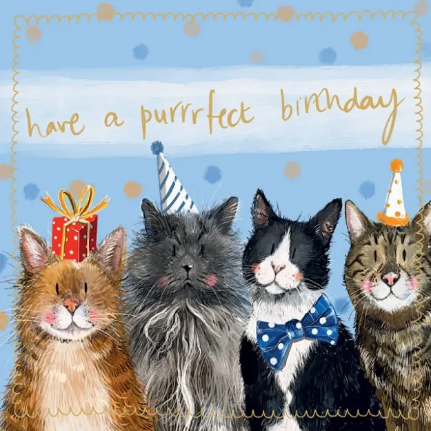 Bild von PARTY HAT CATS LARGE SPARKLE CARD