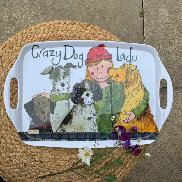 Bild von LARGE CRAZY DOG LADY TRAY