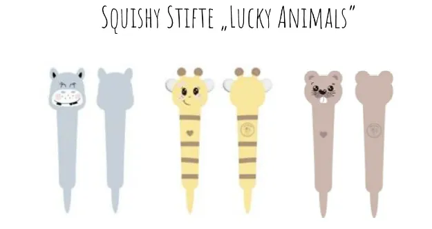Bild von Squishy Gelstifte Lucky Animals Hippo, Biene & Biber