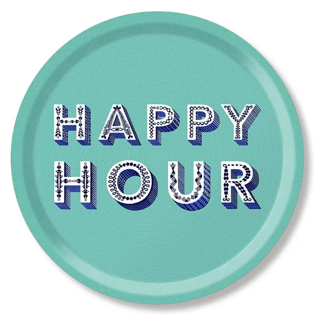 Bild von Asta Barrington Happy hour/light turquoise Tray Ø 39 - Jamida of Sweden