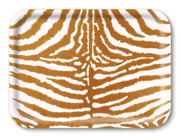 Bild von Michael Angove Tray Zebra / tan 27x20 - Jamida of Sweden