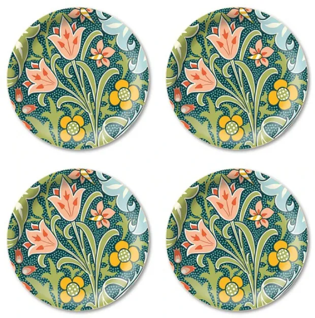 Bild von William Morris Coaster 4 pcs Golden Lily/turquoise Ø 11 - Jamida of Sweden