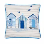 Bild von Beach Huts Outdoor Blue Cushion Cover - 43 x 43 cm - Kissenbezug OHNE Füllung