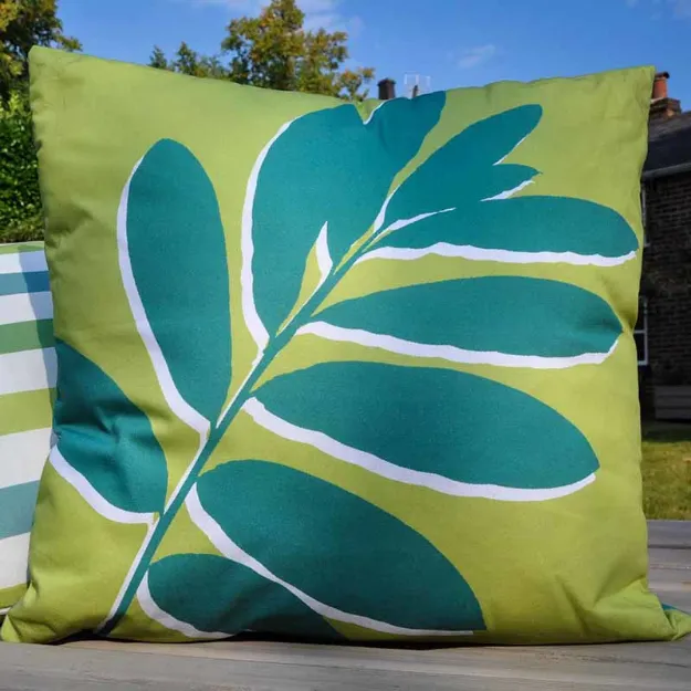 Bild von Leaf Print Green Cushion Cover - 43 x 43 cm - Kissenbezug OHNE Füllung
