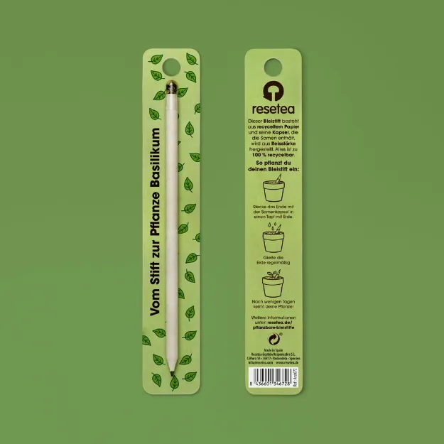 Bild von Weisser pflanzbarer Bleistift – Basilikum