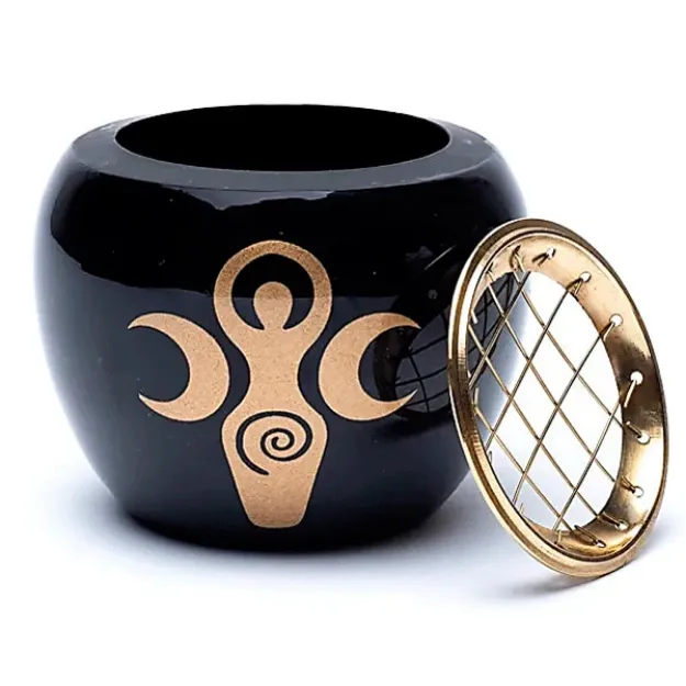 Bild von Räuchergefäss Göttin, schwarz & gold