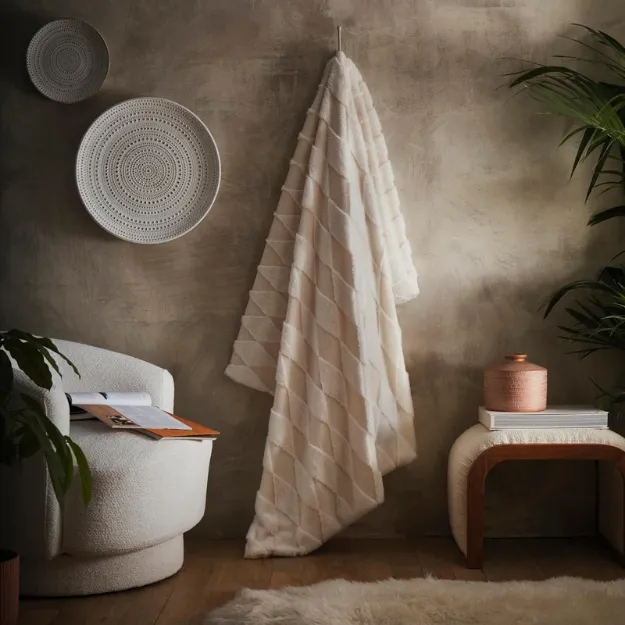 Bild von Cosy Diamond Natural Throw - 150 x 200 cm