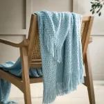 Bild von Textured Knit Blue Throw - 130 x 180 cm