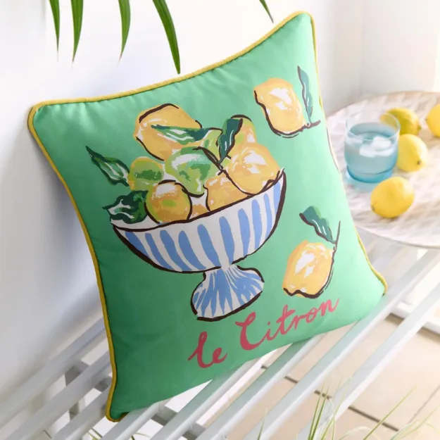 Bild von Lemon Fruit Bowl Outdoor Multi Cushion Cover - 43 x 43 cm - Kissenbezug OHNE Fül