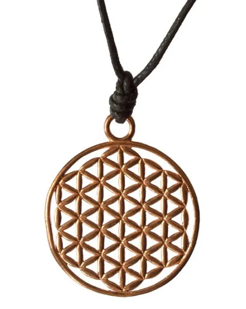 Bild von Anhänger Blume des Lebens Kupfer 3,3cm mit Baumwollband